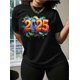 thumbnail image 1 of Vibrant 2025 Print Crew Neck T-Shirt for Women - Casual Short Sleeve, Breathable Polyester, Machine Washable - Perfect for Spring & Summer, 1 of 5