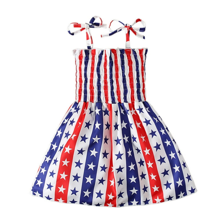 Loyisvidion Baby Girls American Flag Princess Sundress