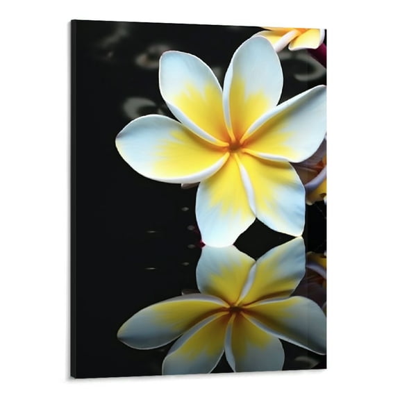 Shiartex  Plumeria Flower Wall Art Yellow Flower Black and White Picture Canvas Print Wall Painting Modern Artwork Wall Décor for Bedroom Living Room Bathroom Office 16x20 Inch