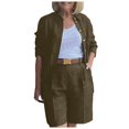thumbnail image 2 of Riforla Womens Cardigan Shirt Top Summer Solid Color Casual Shorts Two Piece Short Sets for Women AG XXL, 2 of 5
