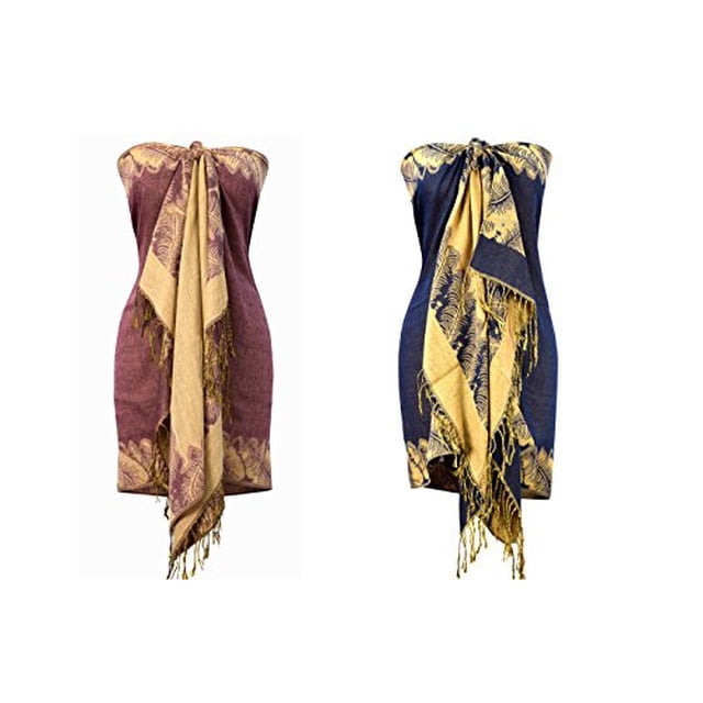 Peach Couture Pashmina Tressé Réversible à Franges, Superbe et Soyeux