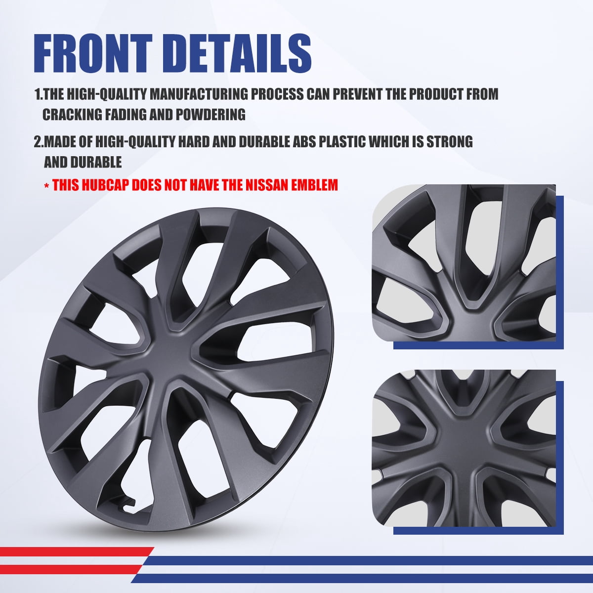4Pcs/Set 17" Hubcaps Wheel Rims Cover Fit for 2014-2020 Nissan Rogue Compatible with Steel Wheels Snap on Installation ABS+PC Material(17-inch,Black Matte)