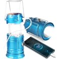 thumbnail image 1 of Azul-1 pieza Luz solar para acampar Luz LED con batería recargable (con recarga) Linterna de senderismo Luz solar para exteriores Luz para carpa Camping/Pesca/Apagón, 1 of 5