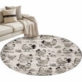 thumbnail image 2 of Round Area Rugs Collection 3.3 Ft, Vintage Rooster Farmhouse Non-Slip Residential Carpet, Grey Wooden Farm Animals Striped Indoor Crawling Mats Doormat Runner Rugs Play Mat forBedroom, 2 of 9