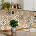 thumbnail image 2 of Mi Alma Peel & Stick Tiles - Brown Floral Vinyl Backsplash 12x12, 2 of 11
