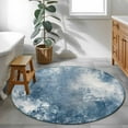 thumbnail image 3 of Round Rugs 4Ft, Blue Grey Round Area Rug Washable Indoor Throw Carpet, Oil Painting Modern Abstract Soft Non Slip Circle Rug for Kitchen Nursery Room Home Decor Aesthetic, 3 of 8