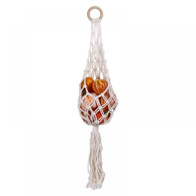 Hanging Fruit Basket Cotton Rope Woven Basket Kitchen Fruit Vegetable