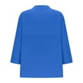 thumbnail image 5 of UYISJ Womens Three Quarter Length Sleeve Tops Eyelet Elegant V Neck Button T-Shirts Comfort Casual Loose Blouses Tees Blue XXL, 5 of 6