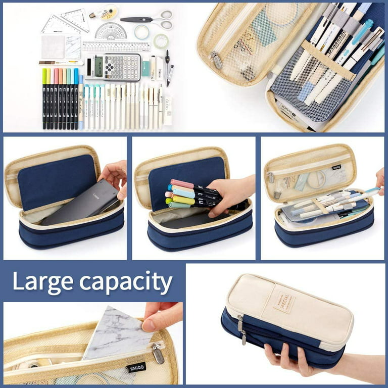 CICIMELON Big Capacity Pencil Pen Case Large Storage Pencil Bag Pouch  Organizer (Cyan) 