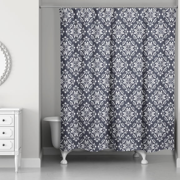 Creative Products Leafy Medallions Navy 71 x 74 Shower Curtain