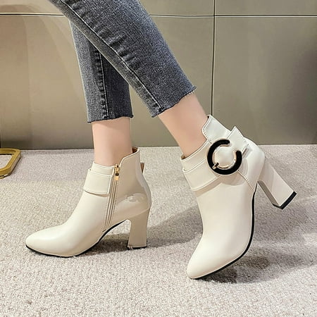 

ertutuyi women pointed toe high heel back zipper fashion party shoes beige 40