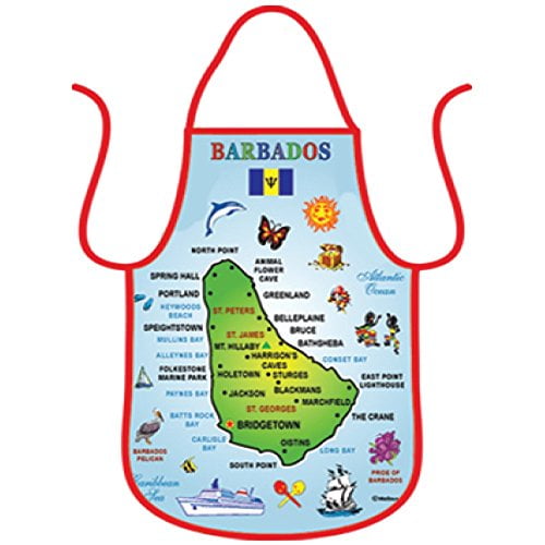 Rockin Gear Chef Apron Barbados Map Gift Souvenir Fun Gifts, 100% Genuine Cotton Kitchen Accessory Baking, Cooking, Grilling Barbecuing Apron, (Barbados)