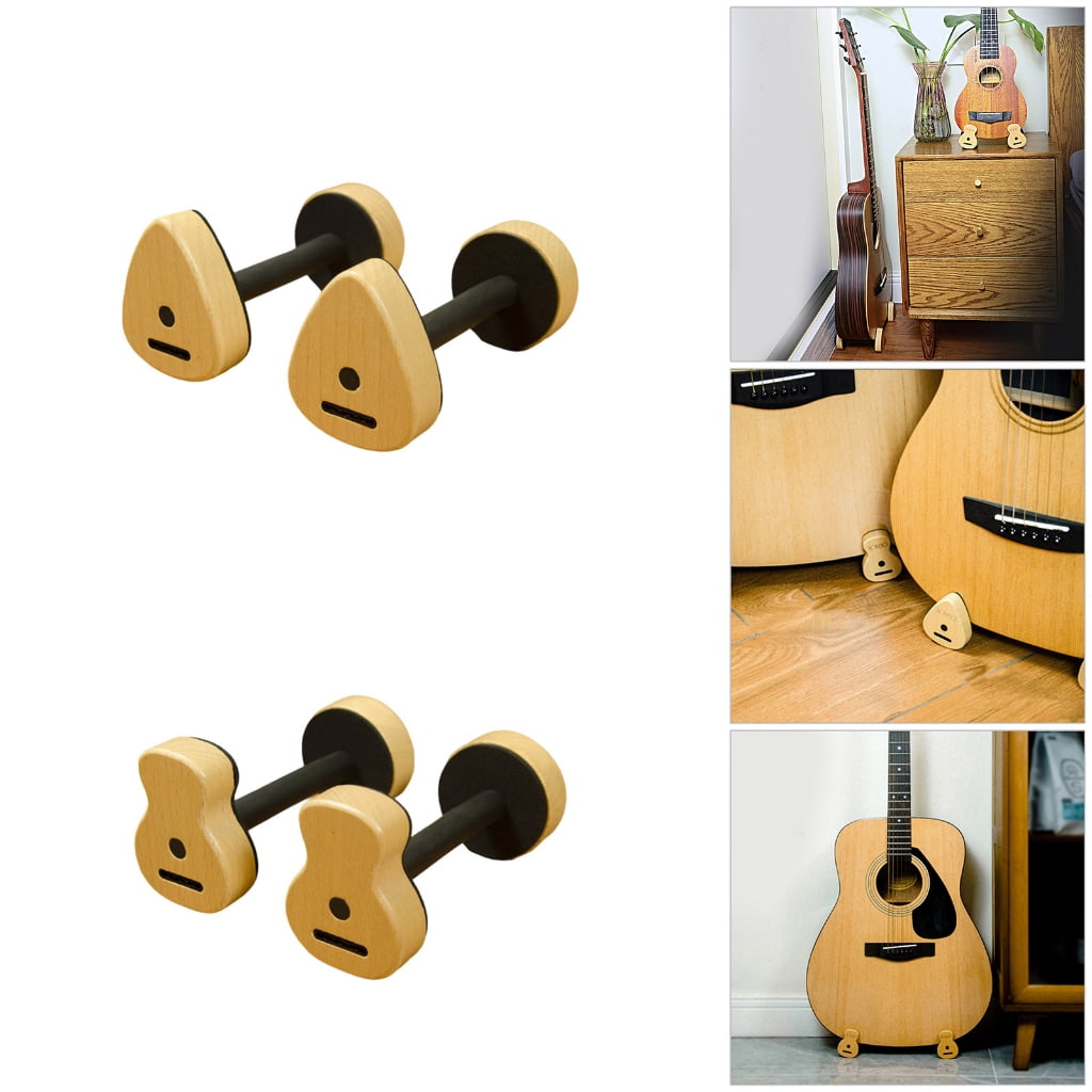 Stable Guitar Display Stand Natural Wood Metal Combo Non Marring Feet Instrument Protection