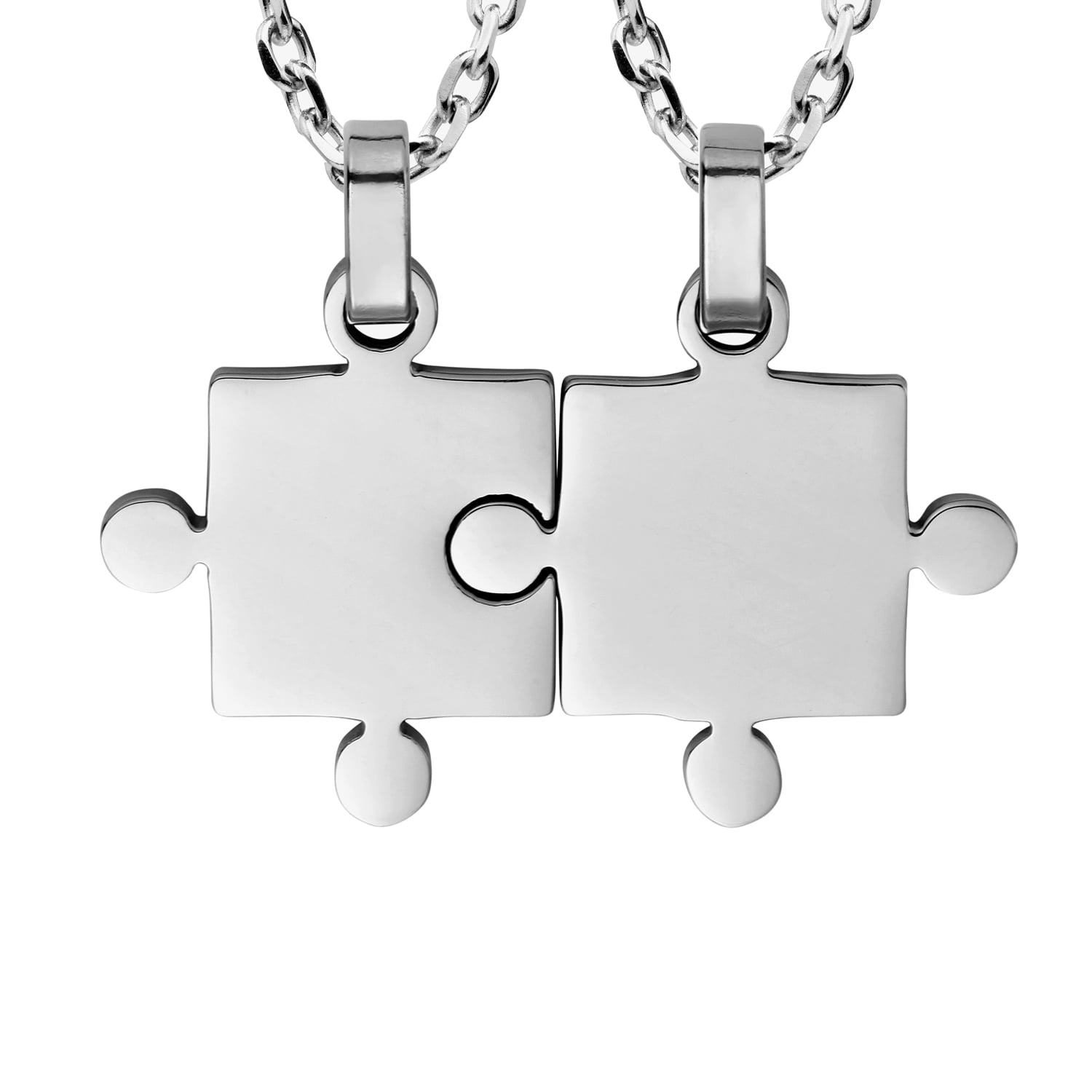 Puzzle Piece Necklace Set for Two in Stainless Steel His and Hers Necklace
