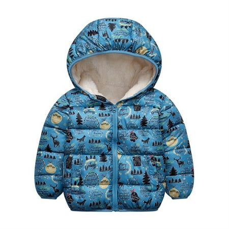 

1-6Y Toddler Baby Hooded Fleece Lined Down Jacket Christmas Boys Girls Kids Thicken Warm Winter Puffer Coat Outerwear