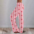 thumbnail image 3 of Women's Bow Print Wide Leg Pajama Pants, Elastic High Waist Loose Sleep Pants Casual Loungewear Trousers, S, 3 of 7