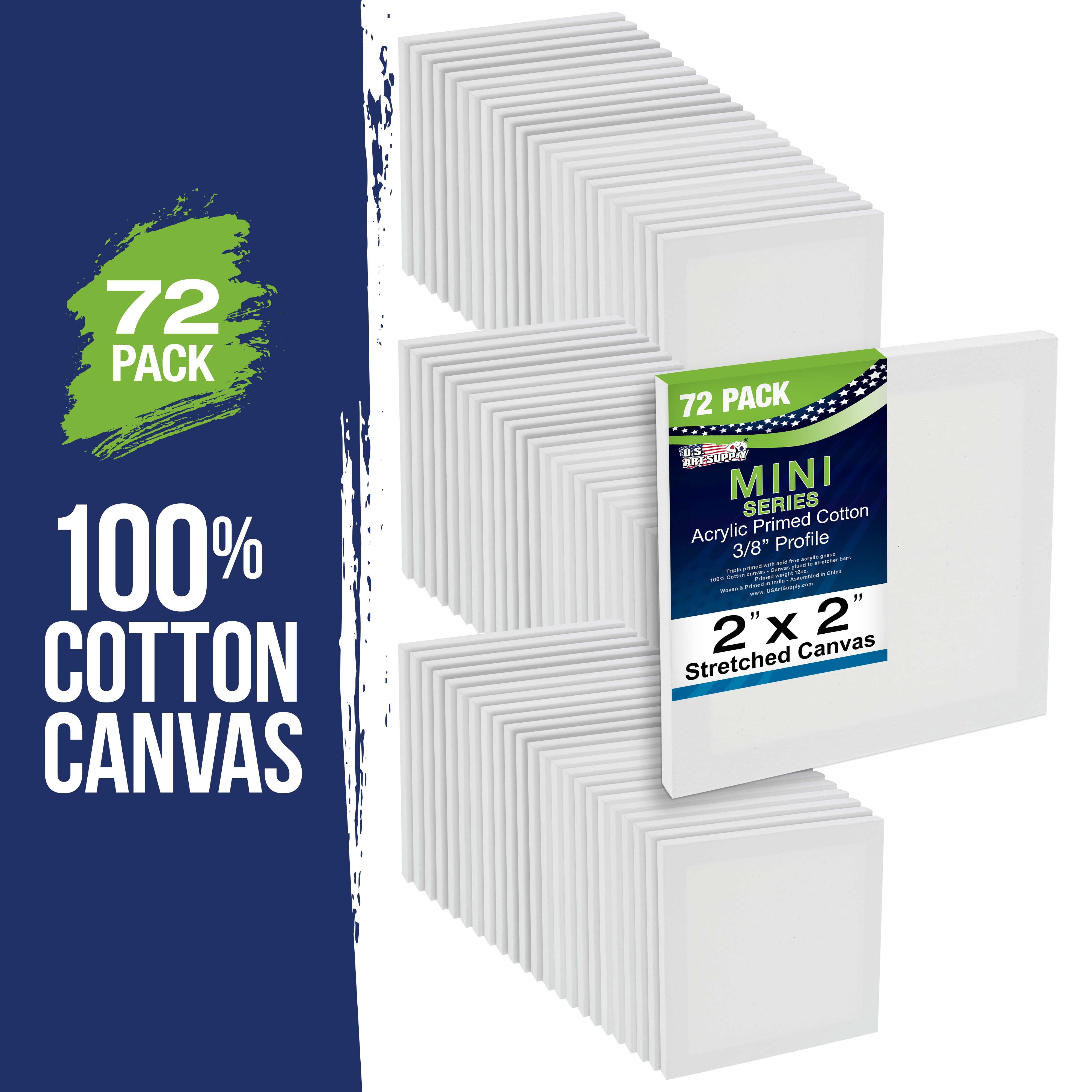 U.S. Art Supply 2" x 2" Mini Professional Primed Stretched Canvas 72-Mini Canvases