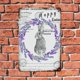 thumbnail image 4 of Letreros de metal retro vintage con diseño de conejo de Pascua y coronas de lavanda, placa de metal para Pascua de primavera, 12 x 8 pulgadas, 4 of 7