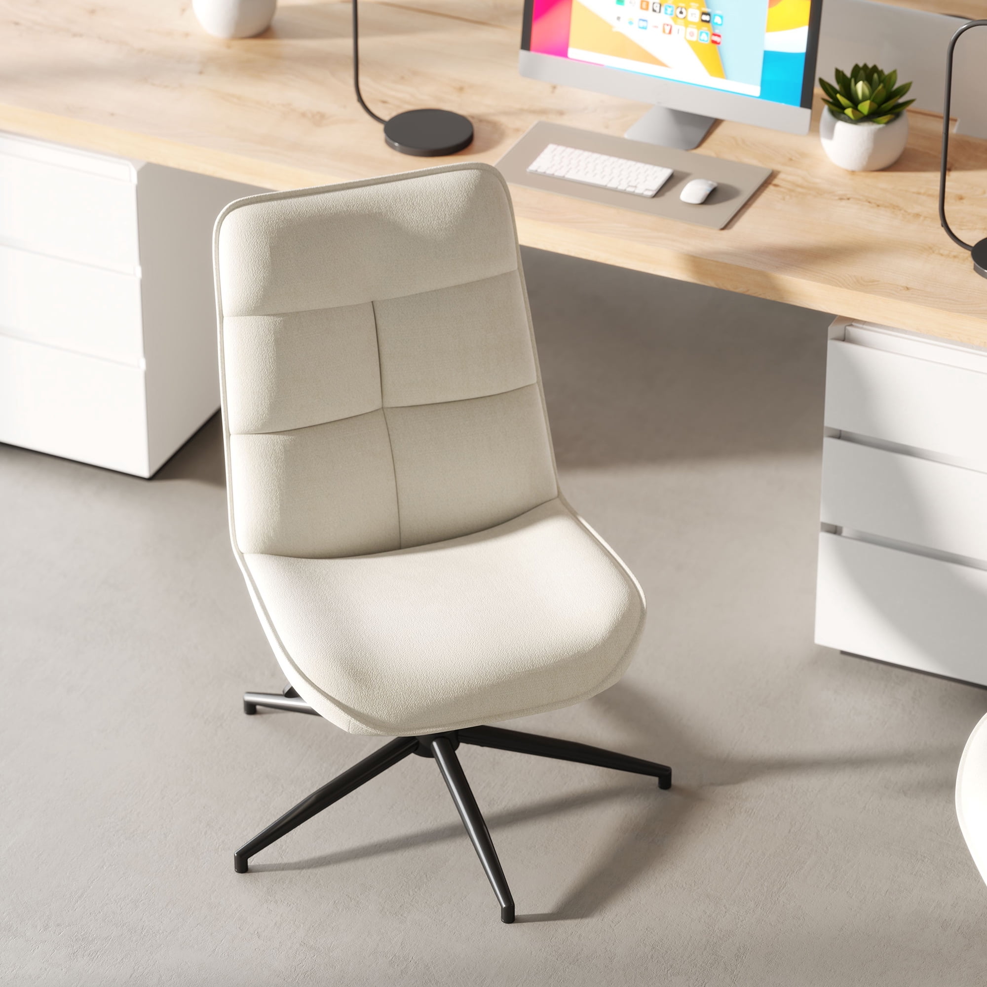 Homy Casa Gaming Chair, Ergonomic Office Chair with Swivel, Adjustable Height and Tilting, Beige