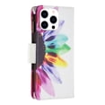 thumbnail image 7 of Dteck Case for iPhone 16 Pro Max, Magnetic Pattern Premium PU Leather 9 Card Slots Zipper Wallet Case Shockproof Kickstand Hybrid Rubber Flip Cover with Wrist Strap,Sun Flower, 7 of 7
