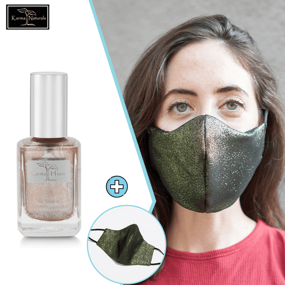 Karma Naturals Nail Polish - Non-Toxic with Matching Fashion Face Mask Breathable Washable Reusable Face Cover for Men & Women (Life's Better With Sparkels Mask)