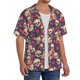 thumbnail image 2 of Balery Skull rock music record Camisa Casual de Manga Corta con Botones para Hombre, Texturizada, Estilo Cubano, para Playa, Verano-Small, 2 of 5