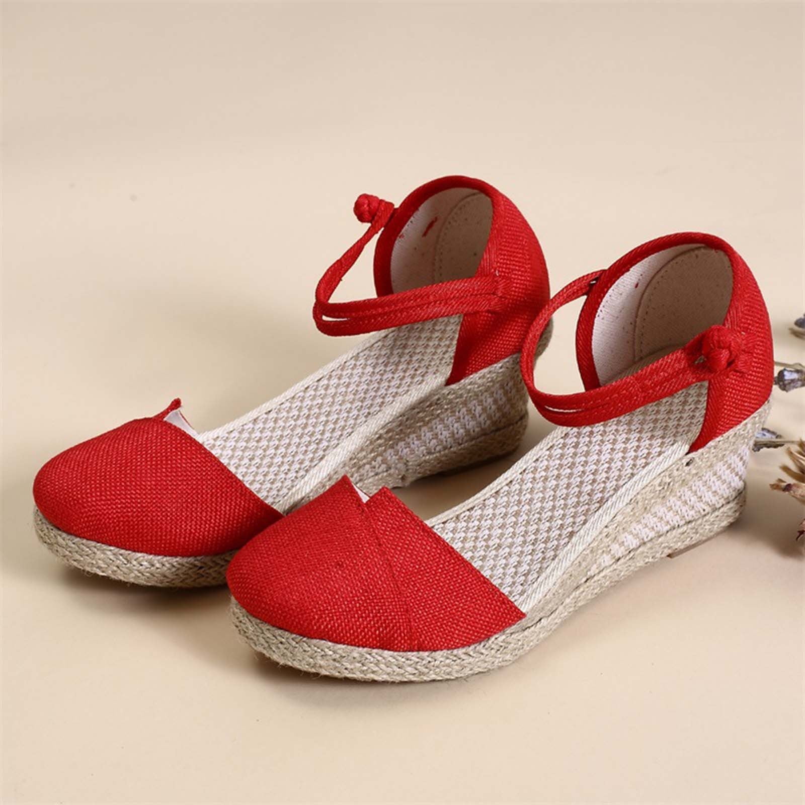 Vintage Boho Sandals Gnobogi Womens Closed Toe Wedges Shoes Platform ...
