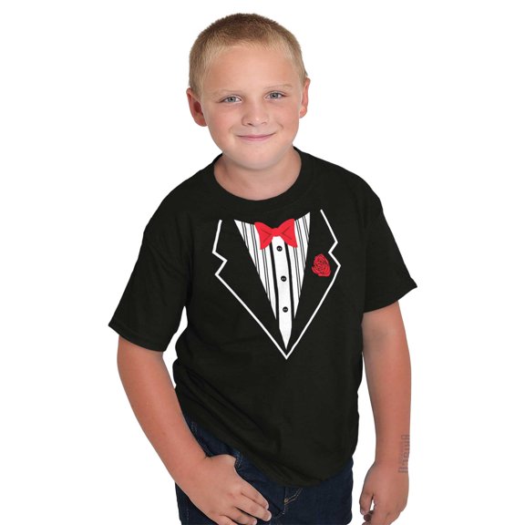 Classic Fake Printed Tuxedo Costume Boys Kids T Shirt Tees Tops Teen Brisco Brands L