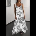thumbnail image 4 of Vestido Maxi de Verano para Mujer, con Tirantes Finos, Sin Mangas, Cuello en V, Estilo Bohemio, Floral, para Vacaciones, Gris, Talla L, 4 of 10