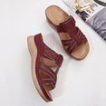 thumbnail image 3 of Sandalias de cuña para mujer, sandalias de plataforma sin cordones de verano, cómodas sandalias de cuero tipo mula para caminar., 3 of 4
