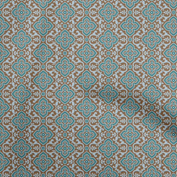 oneOone Rayon Brown Fabric Block Sewing Craft Projects Fabric Prints By Yard 56 Inch Wide-RO