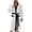 White, variant on SHTXOZHI Adjustable Tie Belt Bathrobe for Men Color Blocked Robe Long Sleeve V-Neck Sleepwear Loose Long Pajama
