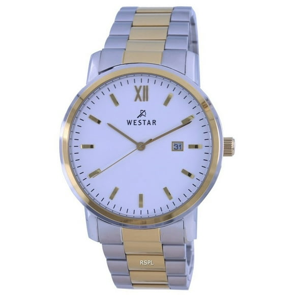 Westar White Dial Two Tone Stainless Steel Quartz 50245 CBN 101 Men's Watch