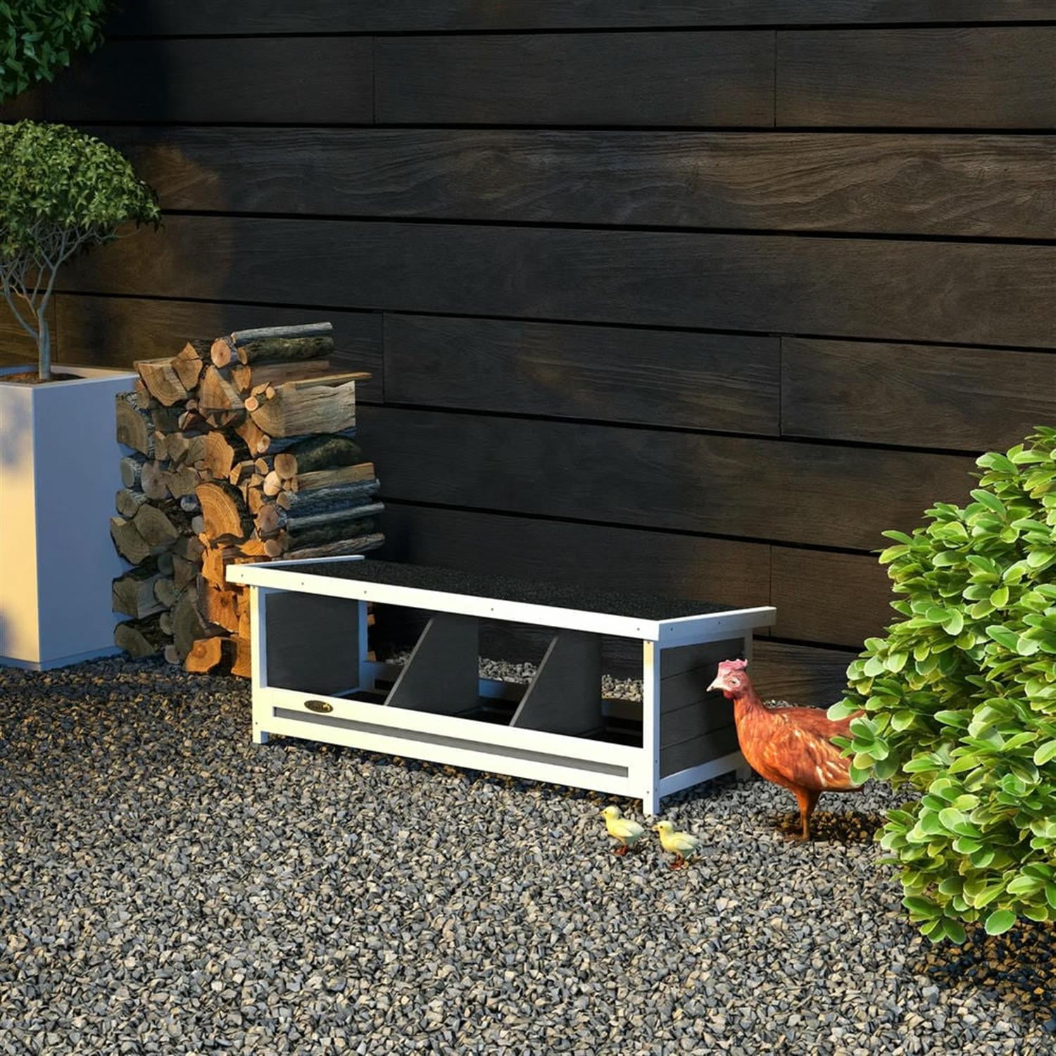 resenkos Wood Chicken Nesting Box, Chicken Coop Accessories with Asphalt Roof, Versatile Use Wood Nesting Boxes for Hens, Gray