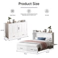thumbnail image 2 of ZAFLY Solid Wood Queen Size Murphy Chest Bed with Mattress, Convertible Wall Bed into Cabinet with Drawer and Usb Charging Station for Apartment/Bed Room, White, 2 of 9