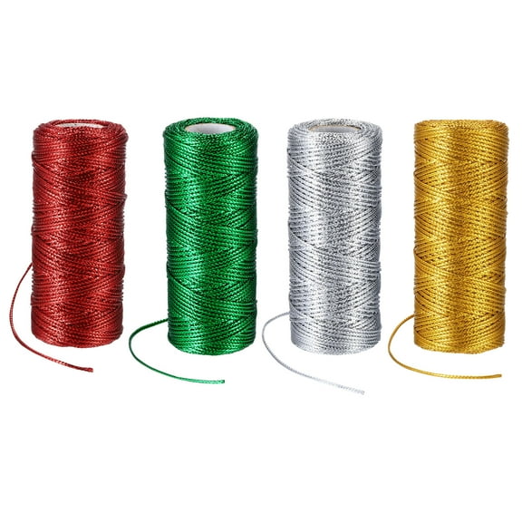 REGALWOVEN Decorative Metallic Bakers Twine, Wrapping Twine String Rope DIY Tie Gift Packing Gold & Silver & Red & Green