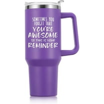 Inspirational Gifts for Women, Sometimes You Forget You''re Awesome 40 oz Tumbler with Handle and Straw, Birthday Gifts for Her Mom Wife Girlfriend and Sister - Purple
