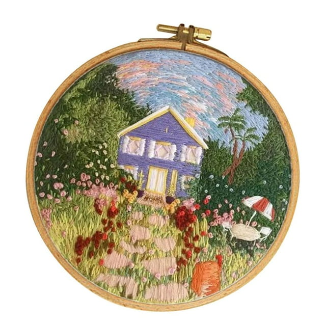 yuksok Comprehensive range of embroidery starter with garden pattern, including E003