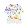 thumbnail image 3 of AJTQTH Tshirts for Girls Stylish Floral Print Short Sleeve Tees Cute Lace Patchwork Round Neck Blouses Summer Tops Multicolor#01 3 Years, 3 of 4
