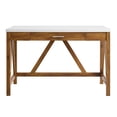 thumbnail image 1 of 46" Wood A-Frame Desk with Natural Walnut Base and White Faux-Marble Top, 1 of 8