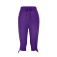 thumbnail image 6 of felwors Womens Capris for Summer 2026 Casual Yoga Gym Capri Leggings with Drawstring Shorts High Waisted Cropped Beach Pants (Purple, XL), 6 of 7