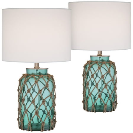 360 Lighting Nautical Accent Table Lamps Set Of 2 Coastal Blue Green Rope Net Off White Drum Shade For Living Room Family Bedroom 360 Lighting Nautical Accent Table Lamps Set Of 2 Coastal Blue Green Rope Net Off White Drum Shade For Living Room Family Bedroom