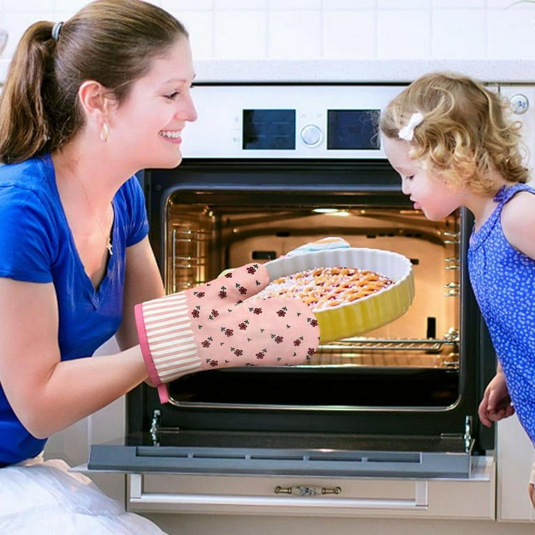 Mitten Microwave Oven Glove Cotton Insulated Baking Heat Resistant Gloves  Oven Mitts Terylene Non-slip Cute
