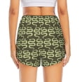 thumbnail image 3 of Picia Green Snake Pattern Women's 2 in 1 Athletic Running Shorts High Waisted Workout Casual Gym Sweat Shorts with Comfy Liner Zipper Pockets-XX-Large, 3 of 9