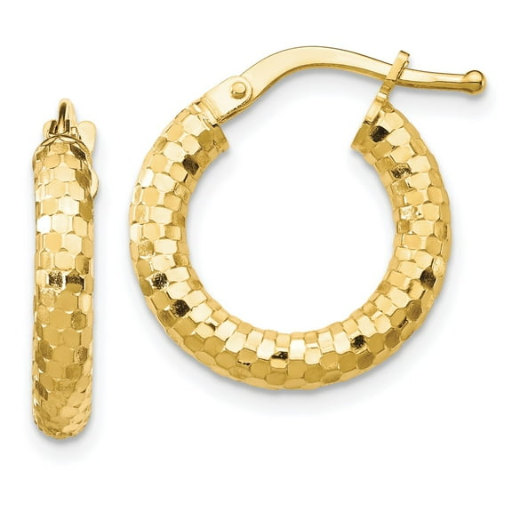 Primal Gold 14 Karat Yellow Gold 3x10mm Diamond-cut Hoop Earrings