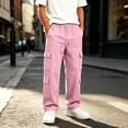 thumbnail image 2 of Jessboyy Boys Sweatpants 13-14 Years Elastic Waist Drawstring Boys Pants with Cargo Pockets Casual Straight Leg Sweatpant for Fall Winter School Pink, 2 of 4
