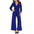 thumbnail image 4 of UPPADA Women Elegant and Stylish Off-Shoulder Jumpsuit V-Neck Short Sleeve Cocktail Overall Ladies Rompers for Dinner Party Blue,L, 4 of 7
