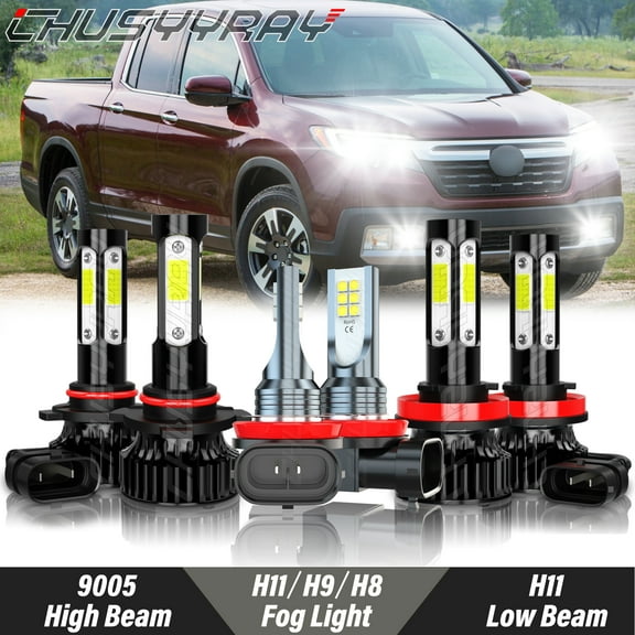 For Honda Ridgeline 2017-2020 LED Headlight High Low Beam Fog Light Bulbs Combo Kit 6000K White 6x