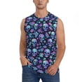 thumbnail image 3 of Uemuo Skull purple flower Pattern Men's Sleeveless T-Shirt,Muscle Athletic Tank Top, Moisture-wicking Quick-dry Breathable Classic Tee Top for Gym Run Outdoor Sports-, 3 of 8