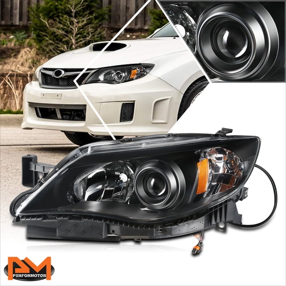 PM PERFORMOTOR for 08-11 Subaru Impreza OE Style Driver Side Projector Headlight Black Housing
